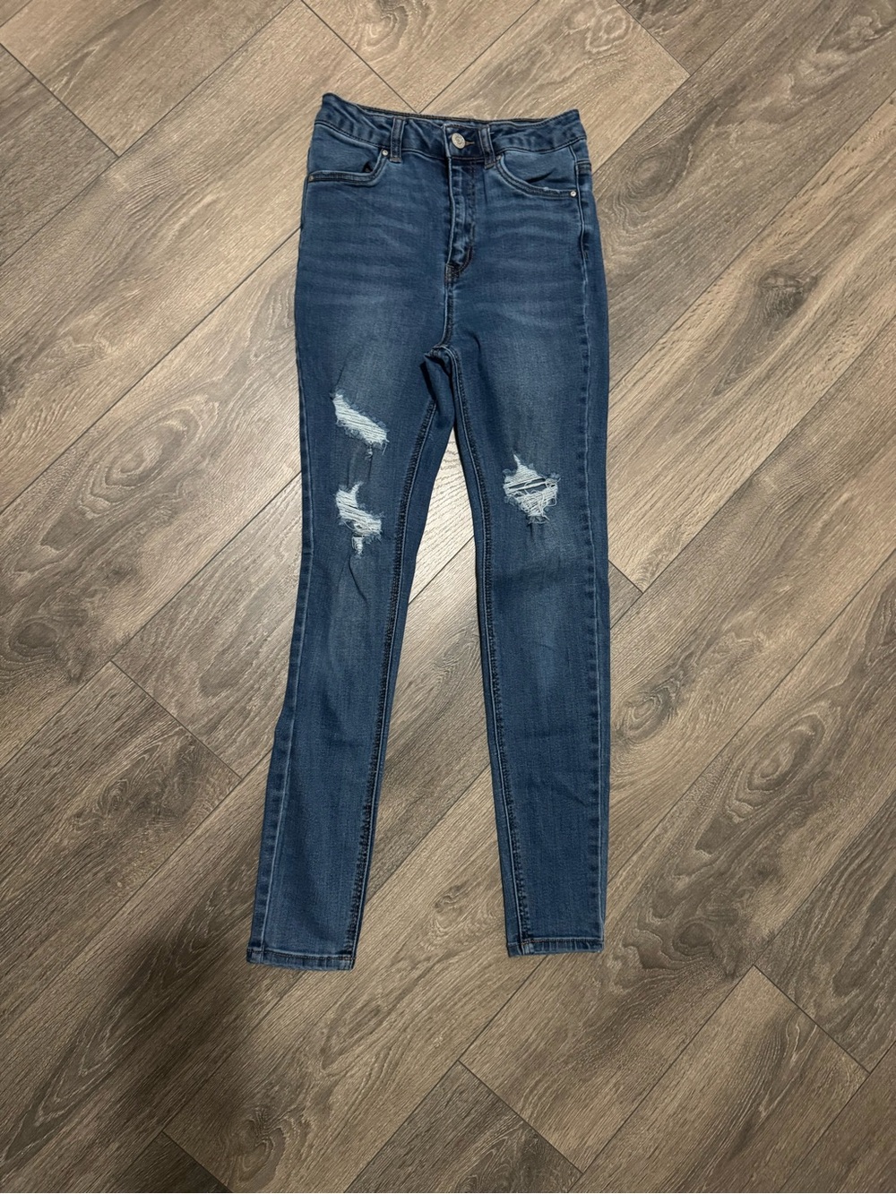 refuge Dark Blue Distressed Skinny Jeans